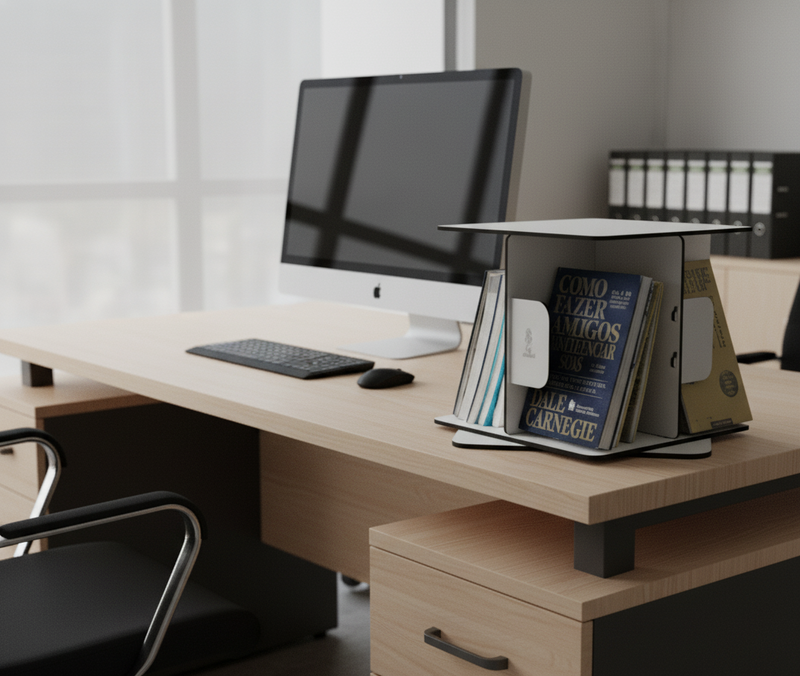 Estante Para Livros Giratória Compacta Para Até 40 Livros