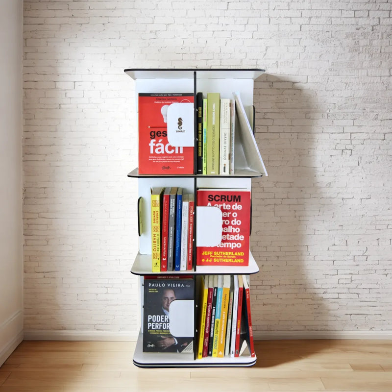 Estante Para Livros Giratória Compacta Para Até 120 Livros