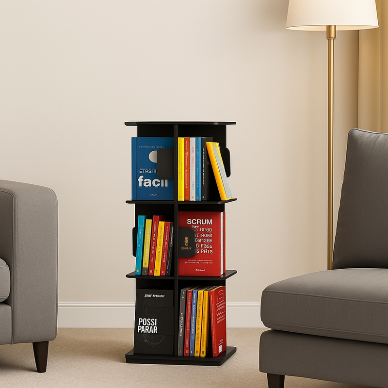 Estante para Livros Giratória Compacta para até 120 livros